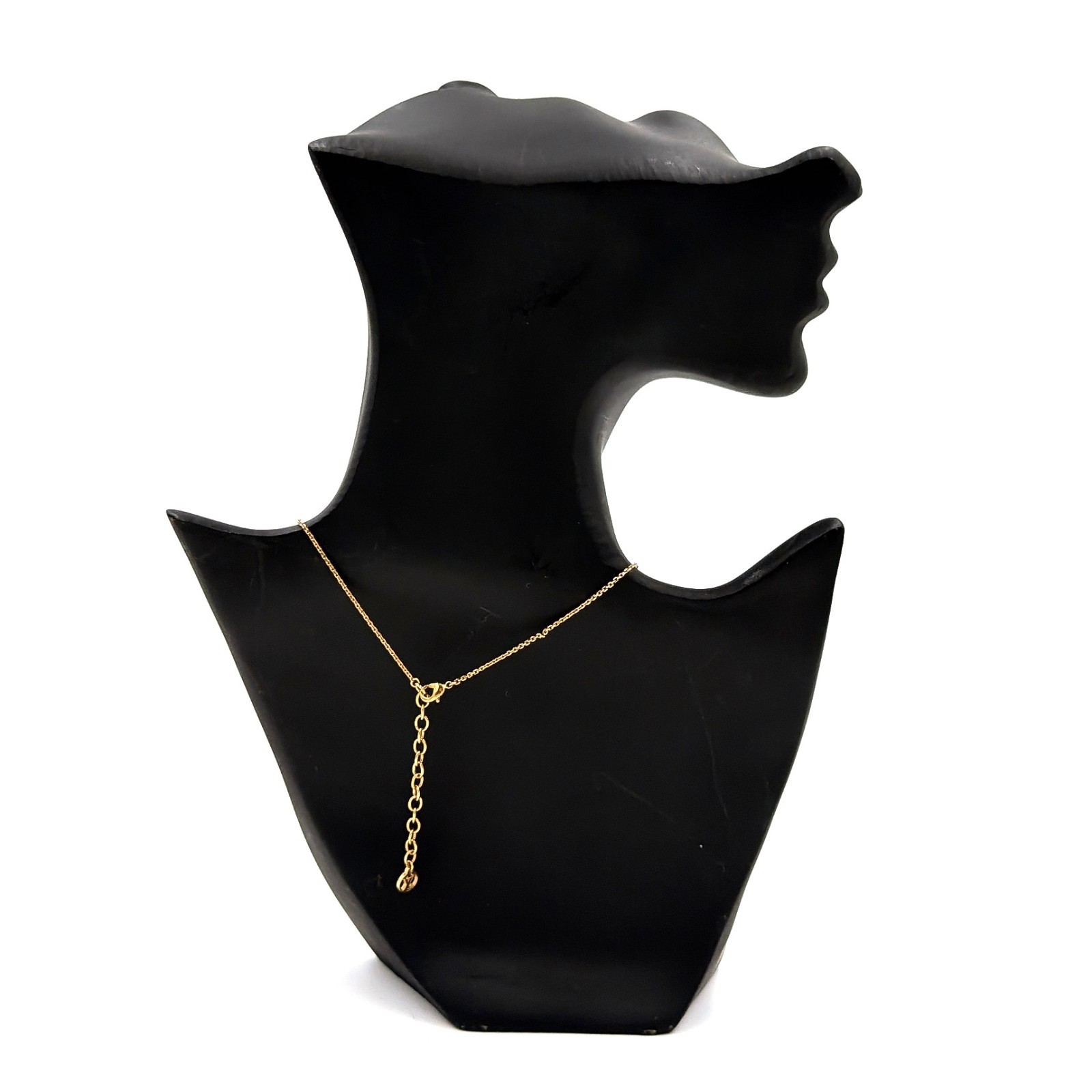 Louis Vuitton M00368 Collier Petit Louis Necklace Logo Crystal Gold Tone Italy
