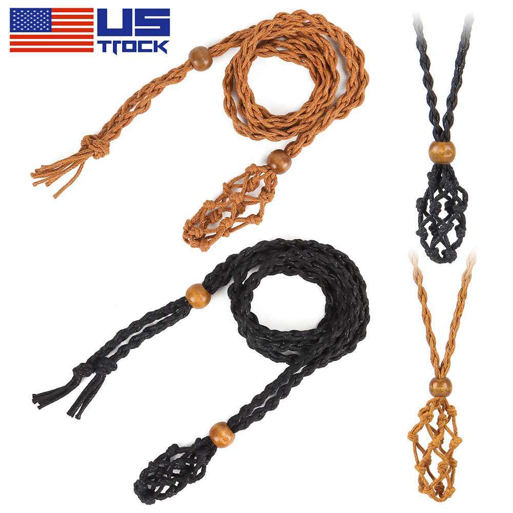 Crystal Holder Cage Necklace Set Stone Holder Necklace for Crystals Cord Net
