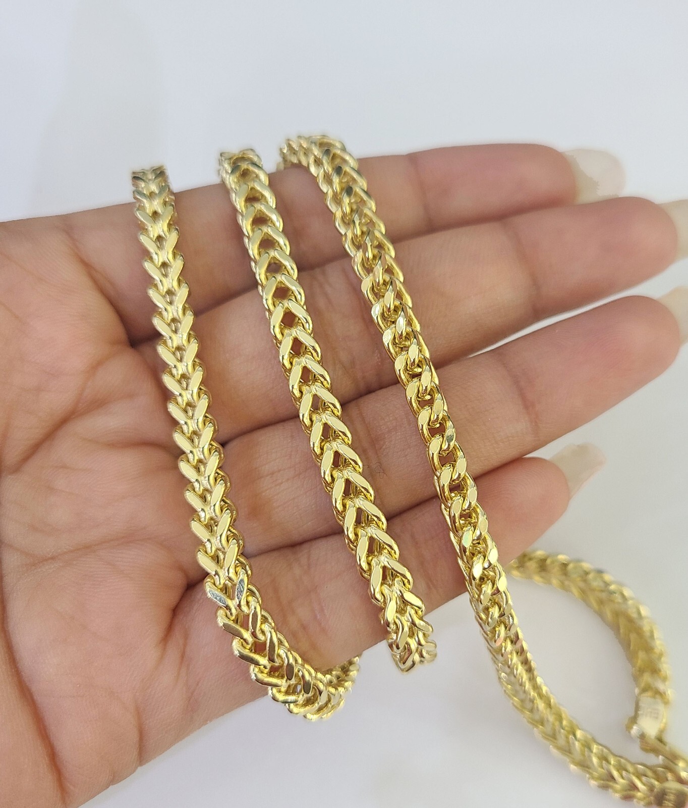 14K Franco Chain Necklace 4mm 24 Inch Real 14KT Men Women Yellow Gold