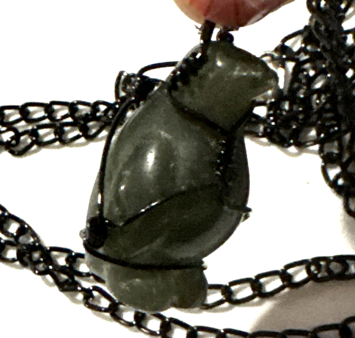 Labradorite Penguin Pendant Necklace Jewelry Black 30″ Chain Genuine Stone Bling