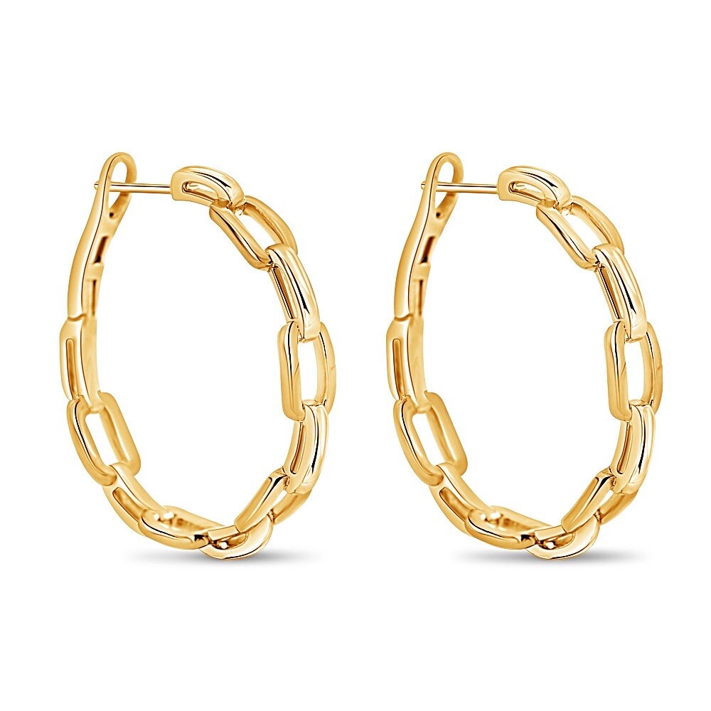 Jewelry Sterling Silver Gold Plated 30mm Paperclip Spring Clasp Hoop Earings