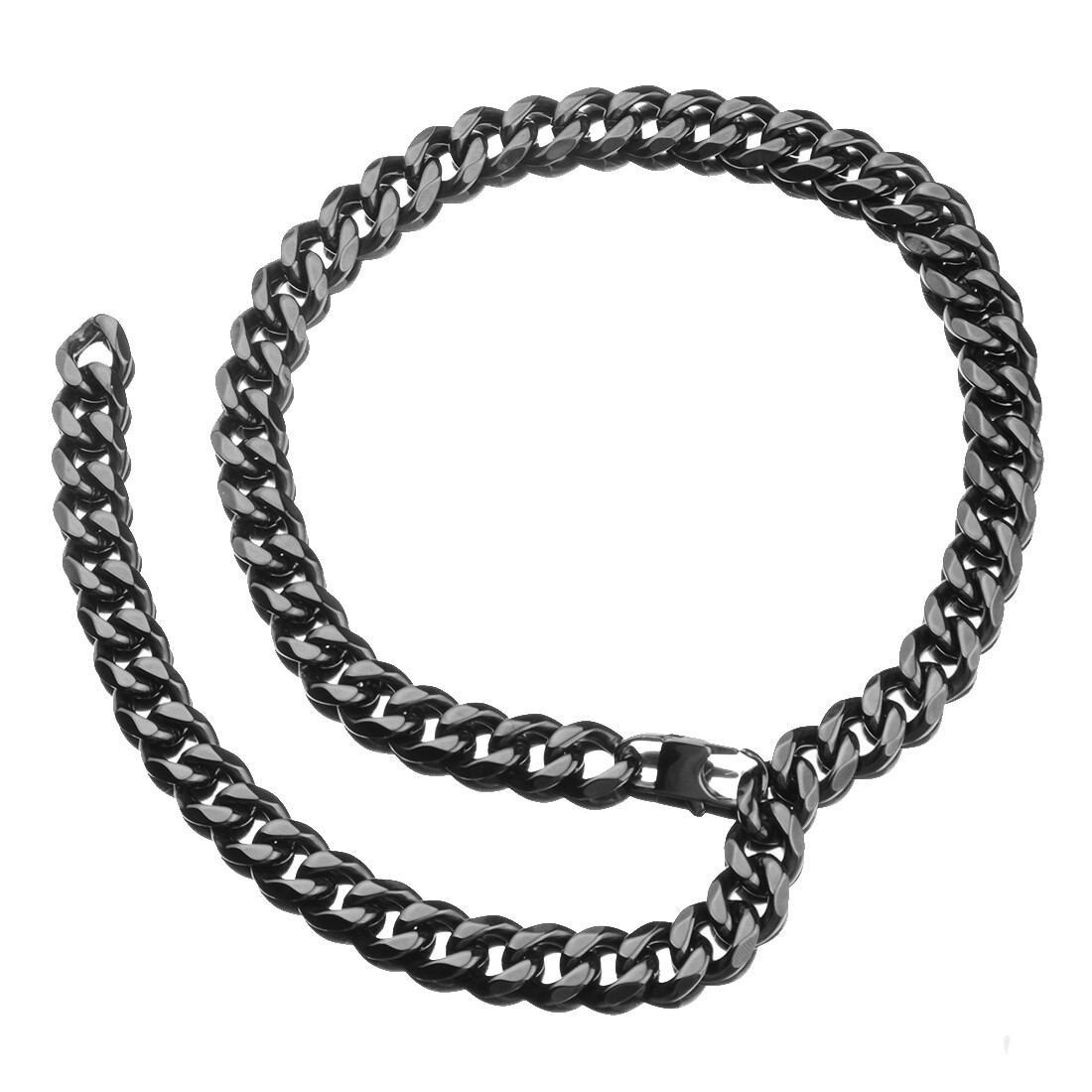 12/15/19/17MM Heavy Black Tone 316L Stainless Steel Men’s Curb Chain Necklace