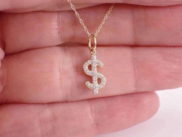 2Ct Round Cut Simulated Diamond Women’s Dollor Pendant In 14K Yellow Gold Plated