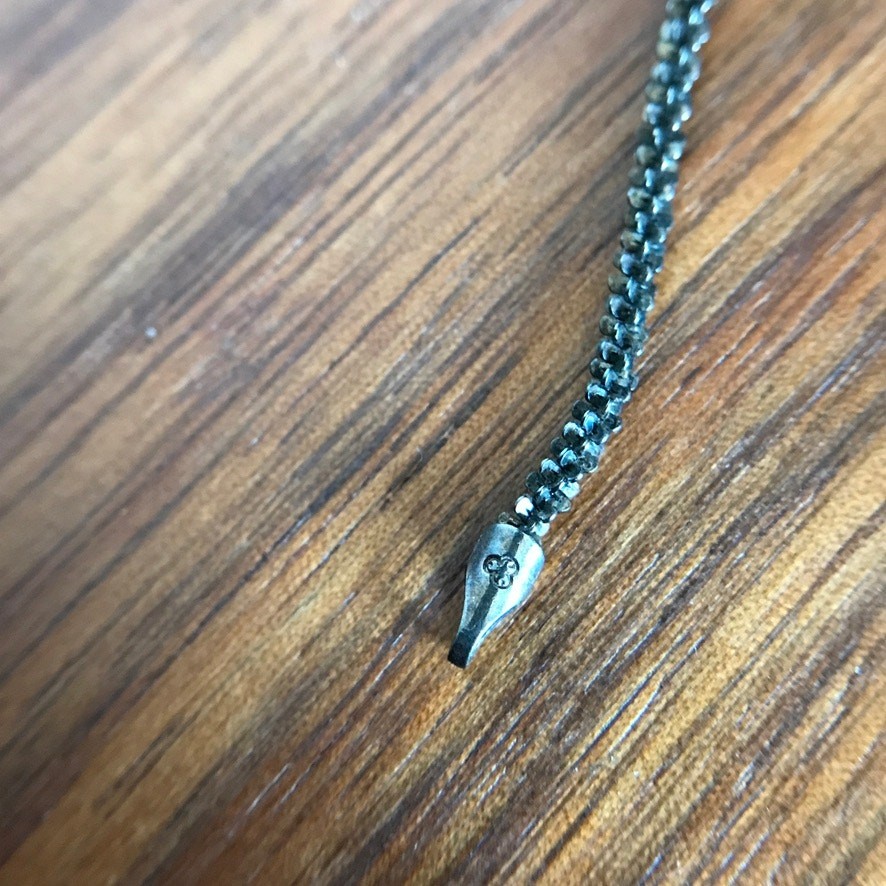Black Rhodium Plate 925 Italy Twisted Rock Sparkle Rope Chain Necklace 20″