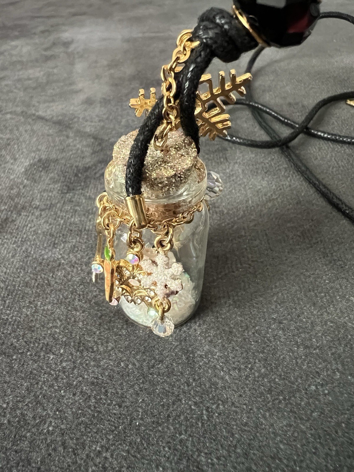 Kirks Folly Snowman In A Bottle Winter Charm Cord Necklace w/ Box & Tag
