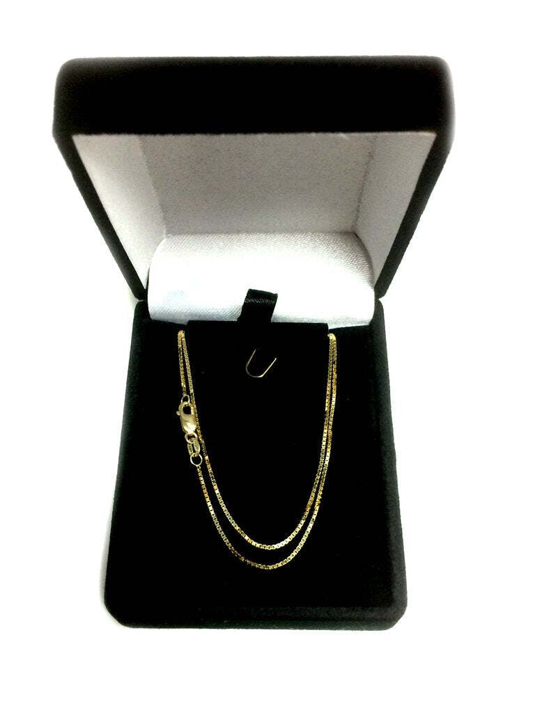 18k Yellow Solid Real Gold Mirror Box Chain Necklace, 0.8mm, 18″