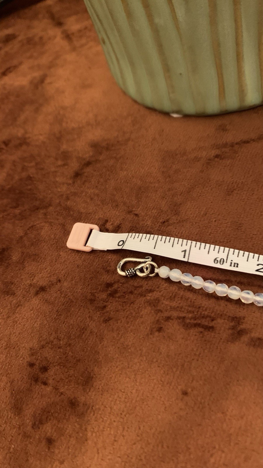Opalite White Clear Beaded Necklace With Moonstone Pendent 925 Excellent