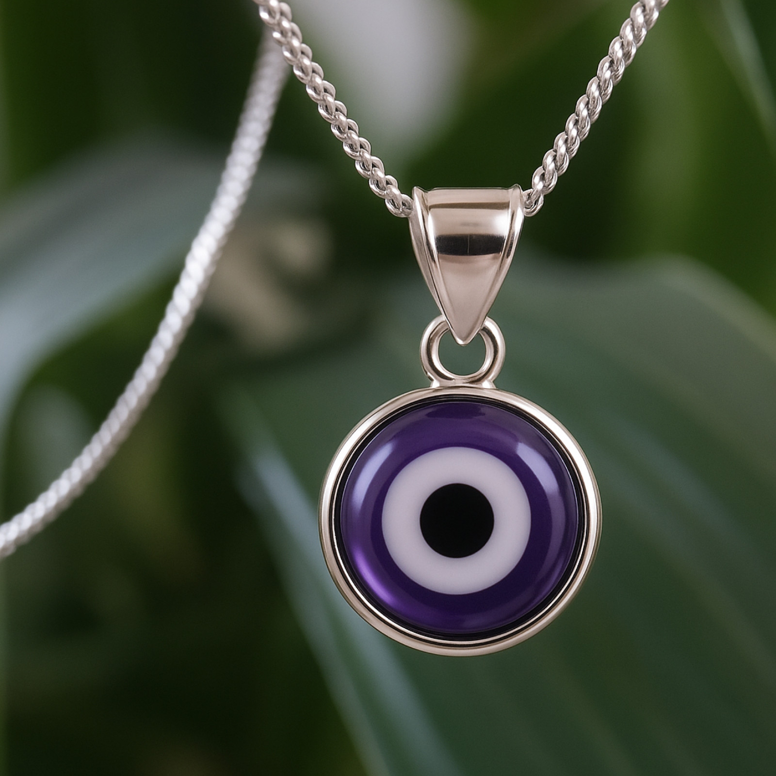 Evil Eye Pendant Amethyst Nasar Necklace Ethereal 925 Silver Jewellery & Boxed