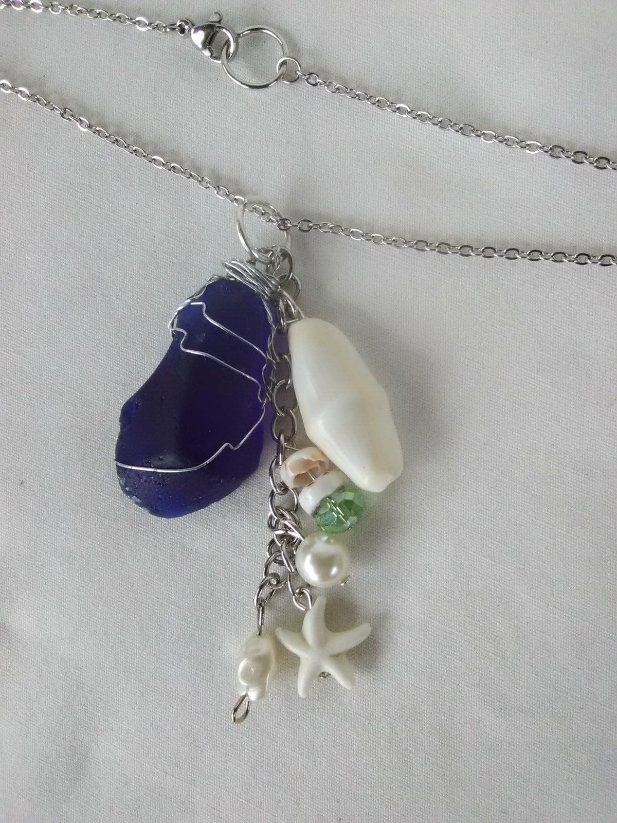 Boho Coastal Beach Glass Pendant Necklace 19″ Women’s Jewelry US Seller Gift