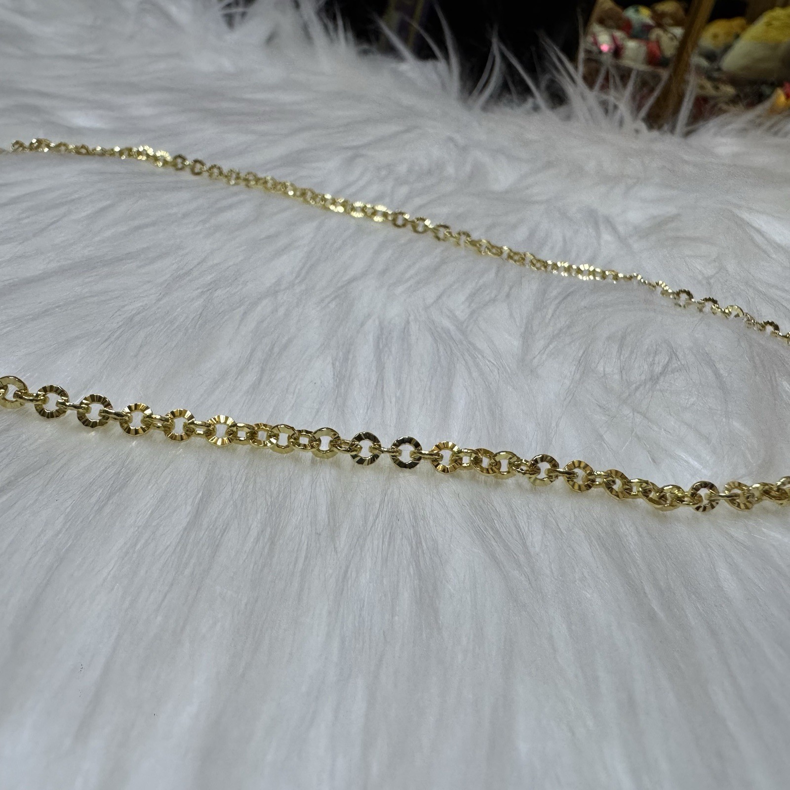 Vintage Necklace Monet Rolo Link Chain Diamond Cut 18K Gold Filled, 19in, 3.77mm