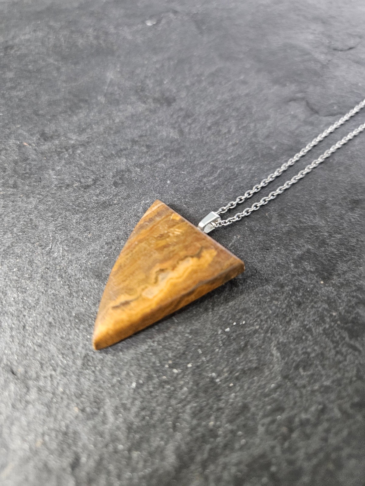 Natural Geometric Brown Agate Pendant Necklace