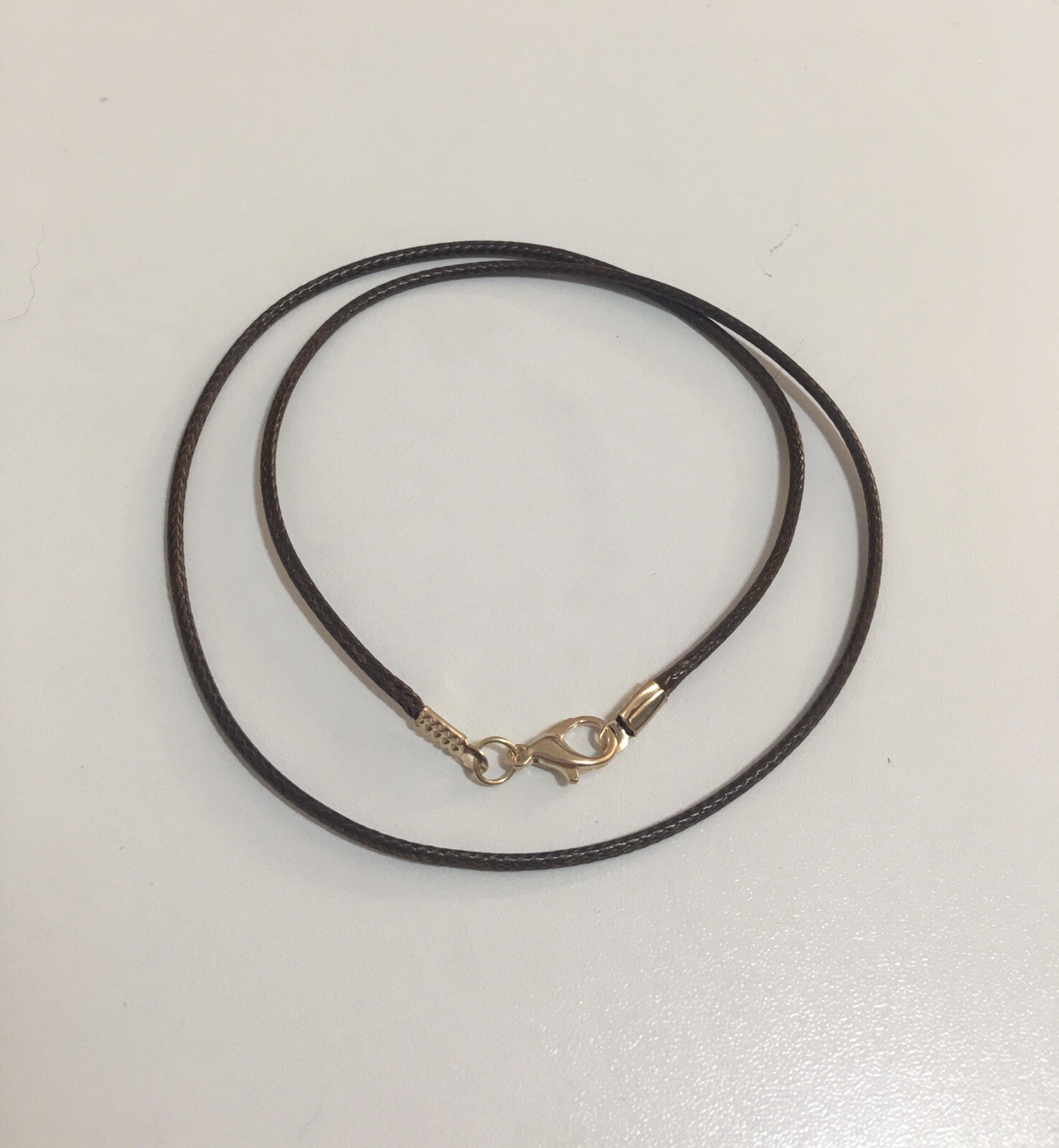 Golden Lobster Clasp ￼Brown Faux Leather Cord Necklace 18” Long Men Or Women