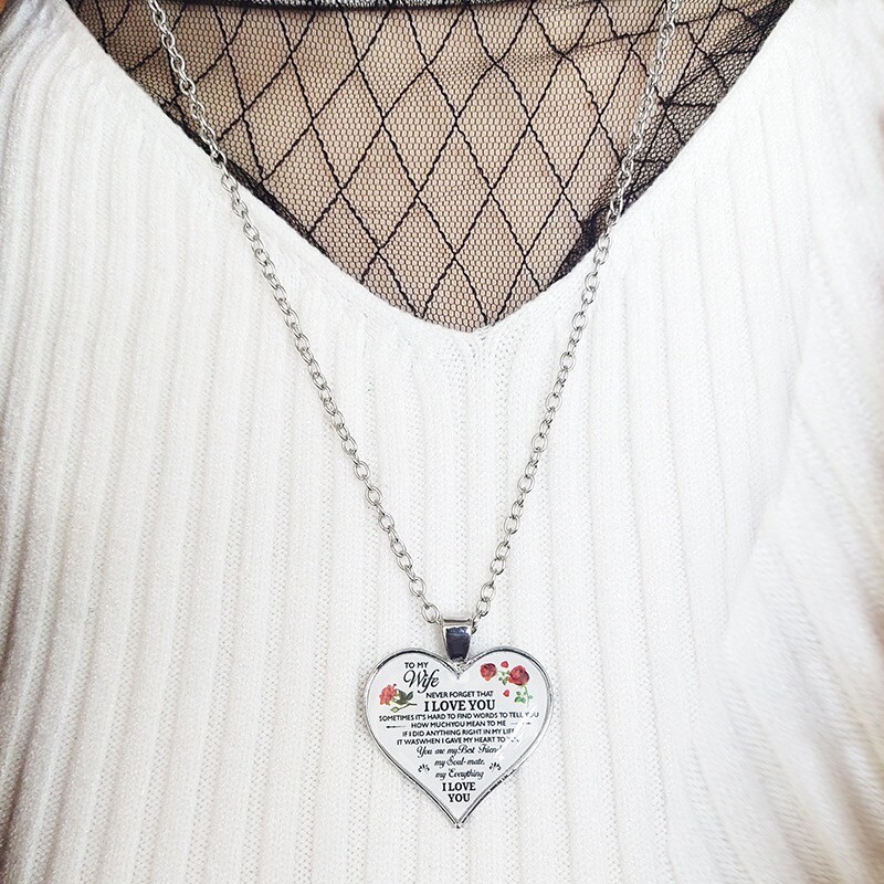 To My Daughter Wife Necklace Gift Birthday Anniversary Gold Silver Heart chain