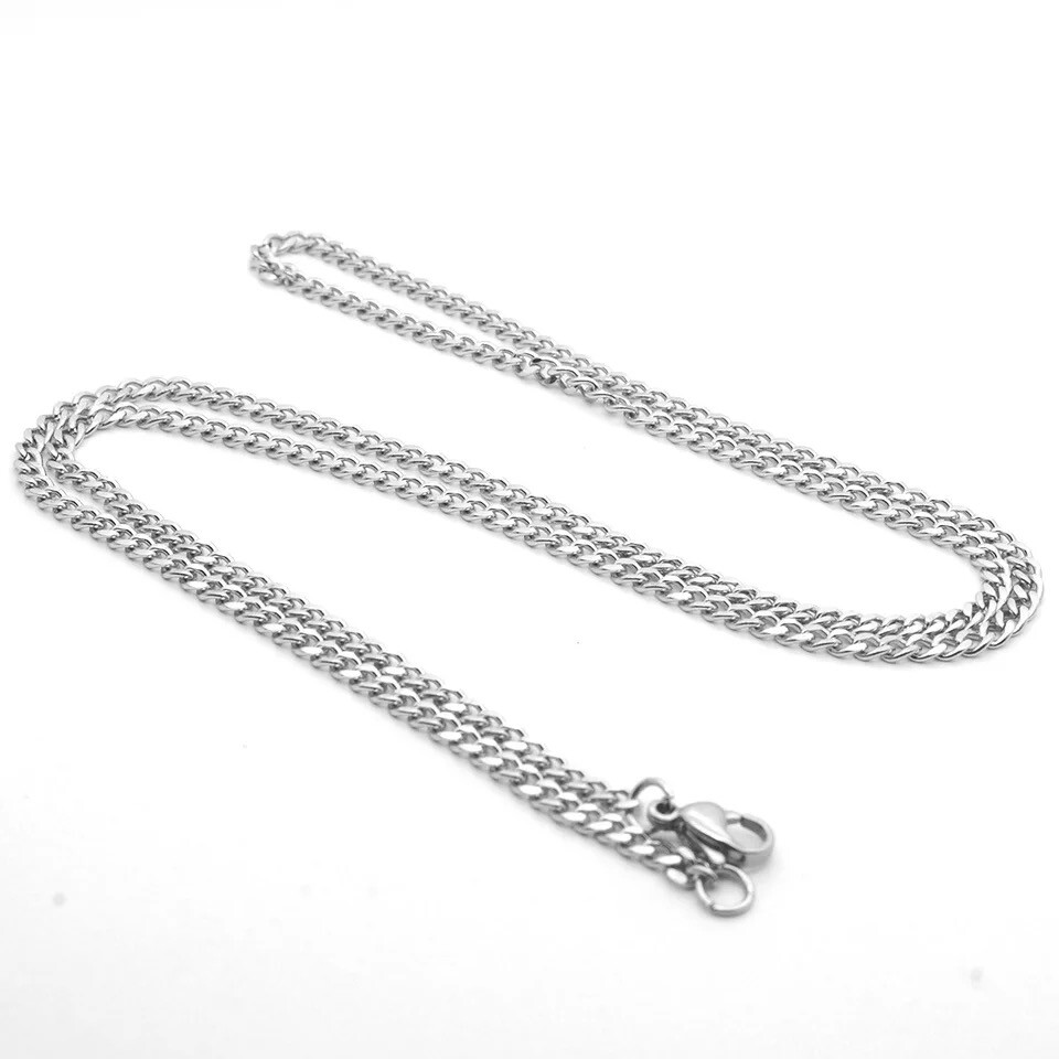 Wholesale 316L Stainless Steel 3MM Flat Curb Link Necklace NK Chain For Pendants