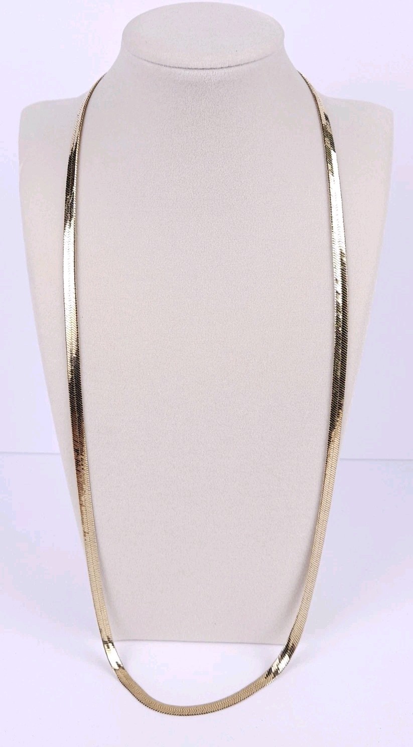 Goldtone 5.6mm Flat Herringbone 30″ Chain Necklace
