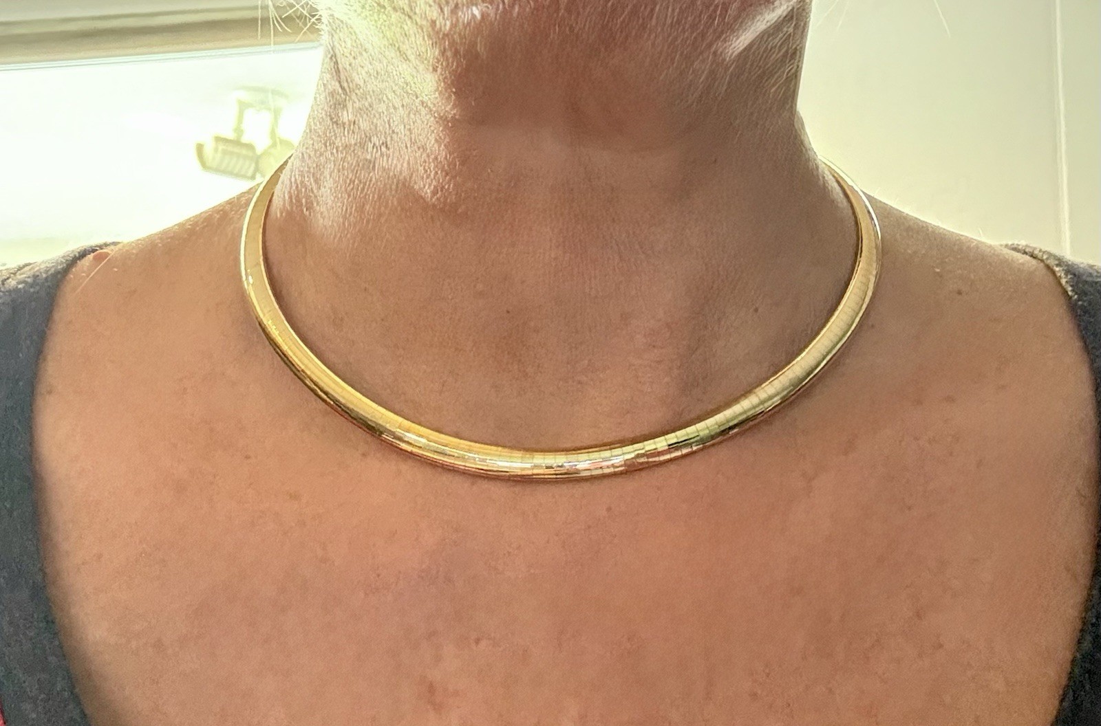 Vintage 14K Yellow Gold 6mm Domed Omega Choker Necklace 32g 16.5″ Italy BRI