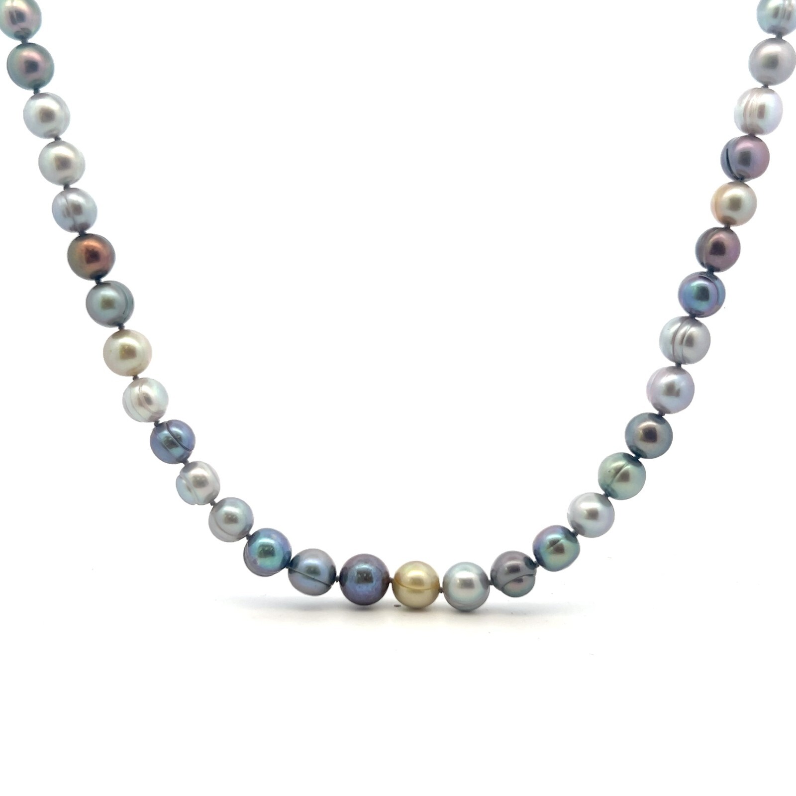 HONORA Genuine Cultured Frshwtr Dark Multicolor Ringed 8-10mm Pearl 18″ Necklace