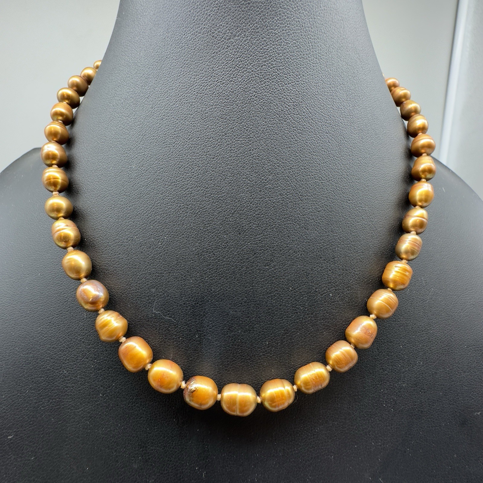 Golden Baroque Freshwater Pearl Necklace 18” Long 6-7mm