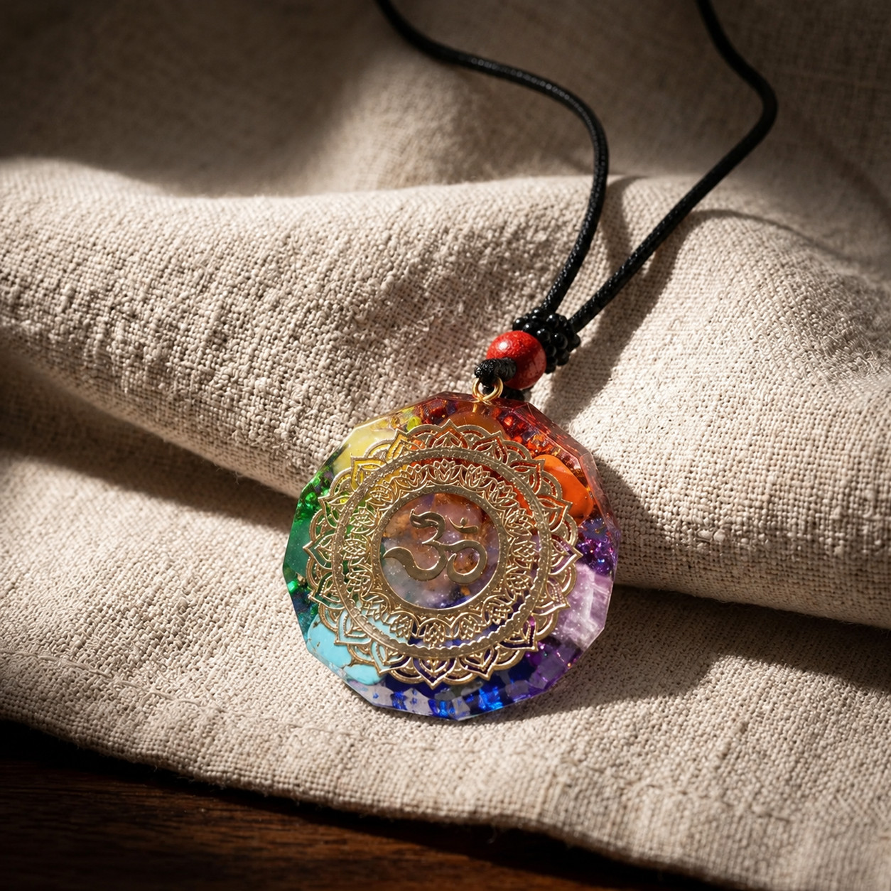7 Chakra Orgone Pendant Om Healing Crystal Necklace Energy Generator Gift