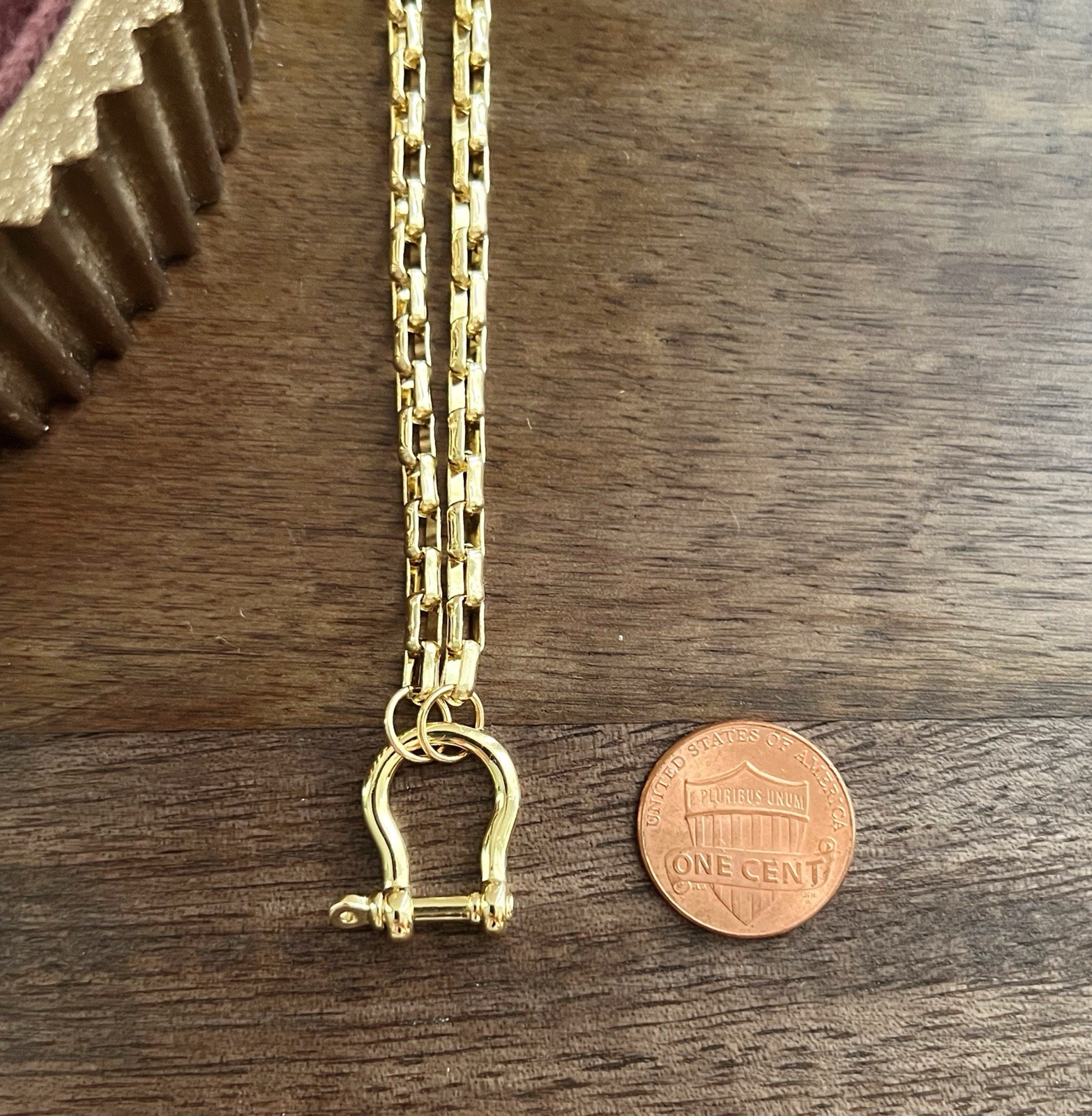 Gold Filled Carabiner Necklace Paperclip or Box Chain Charm Holder No Extender