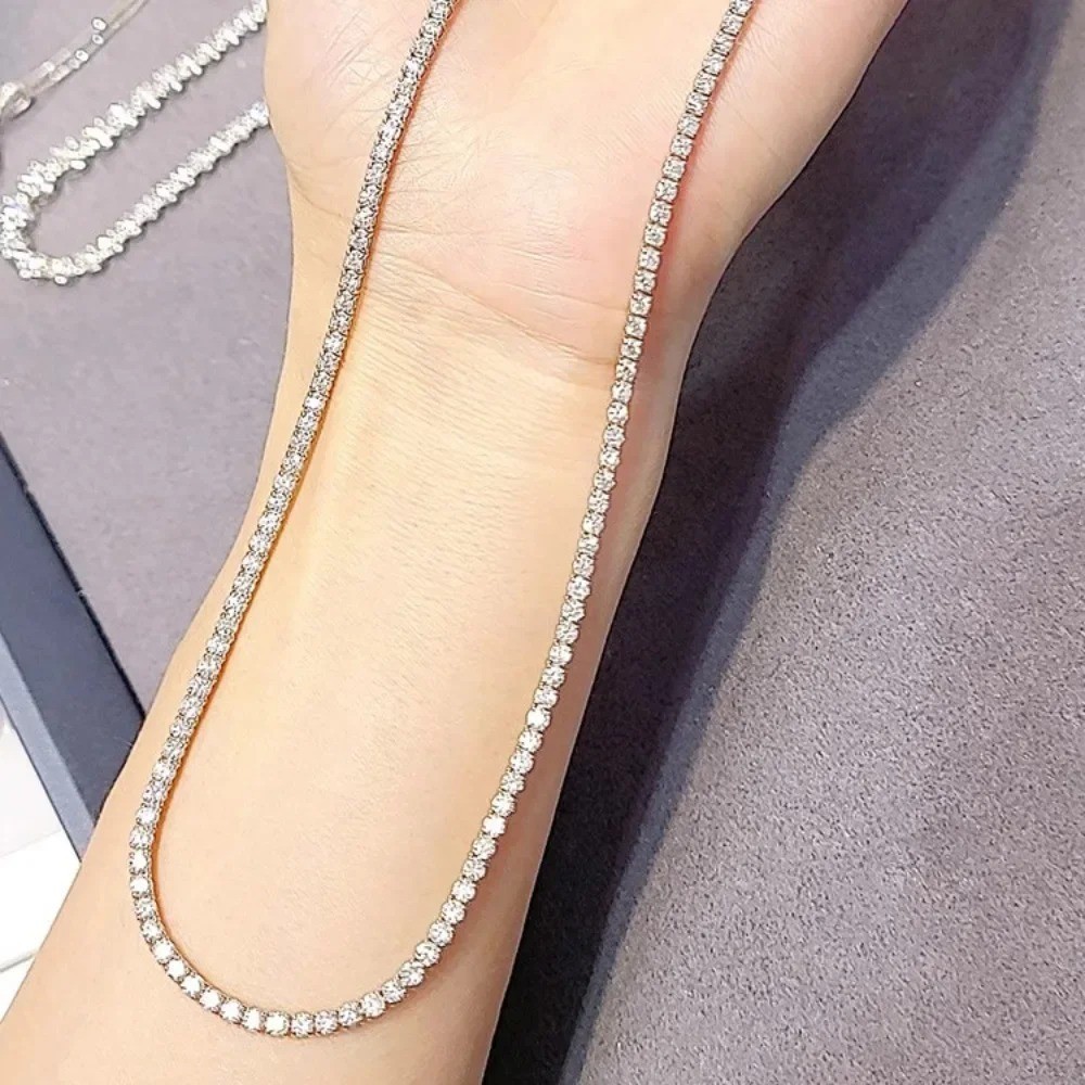 Tennis necklace white Gold Filled Round cut 2/2.5/3mm zircon Cz