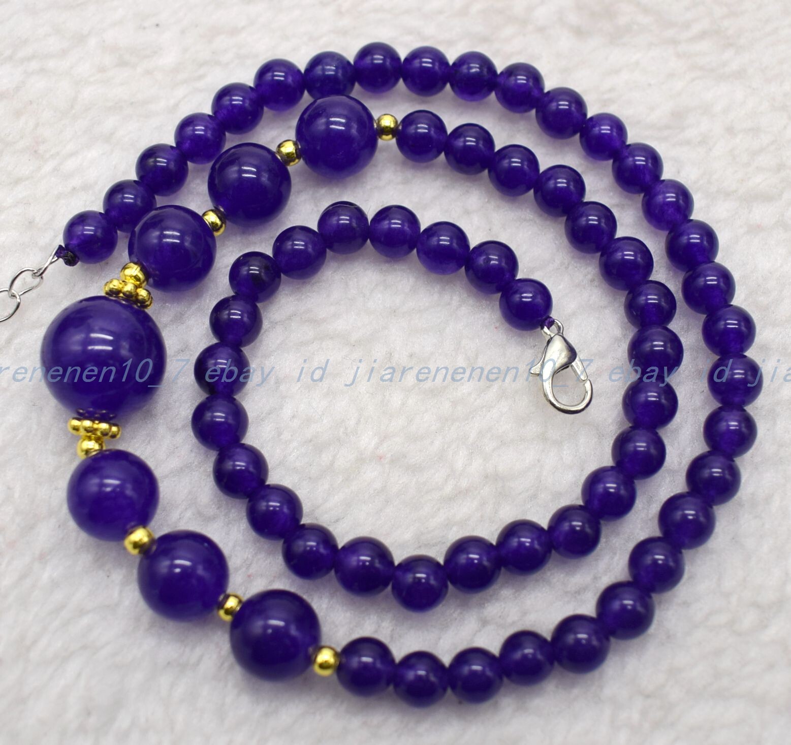 Charming Pretty 6-12mm Purple Jade Gemstone Round Beads Necklace 18-32 In