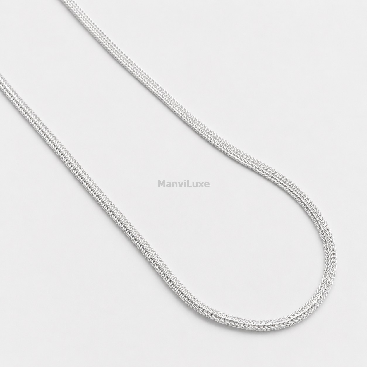 20″ Silver Bonded Woven Chain for Women | 4x2mm Heavy Duty Braided Franco Chain