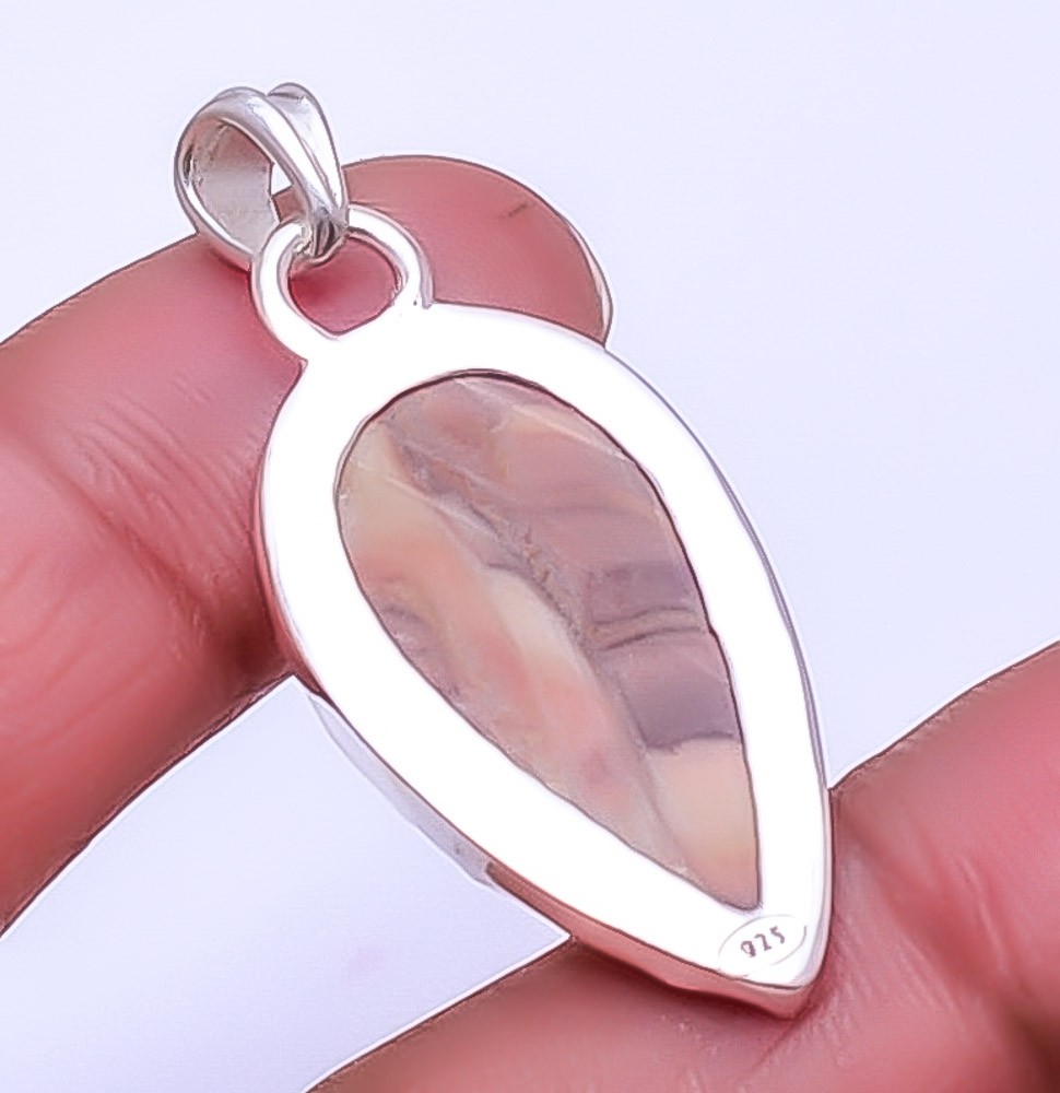 Wave Dolomite – Mexico Gemstone 925 Sterling Silver Pendant 1.64″ P_9359_150_45