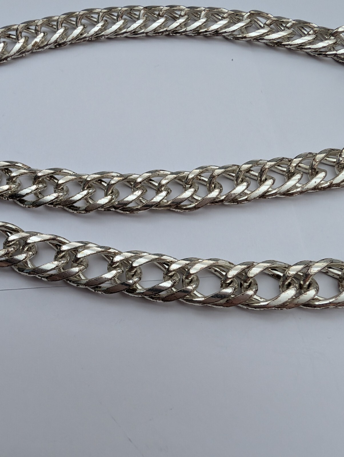 Vintage Heavy Sliver Tone 10mm Wide Flat Curb Link Chain Necklace CBM3-2495