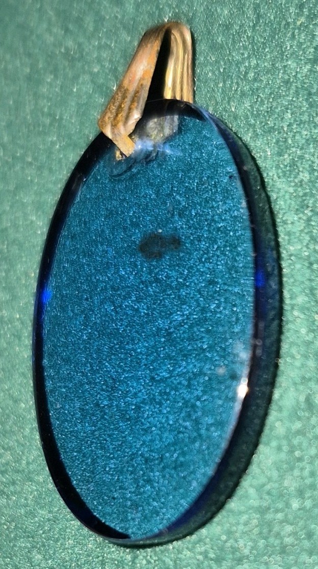 Blue Glass Oval Stone Charm Pendant with Bail