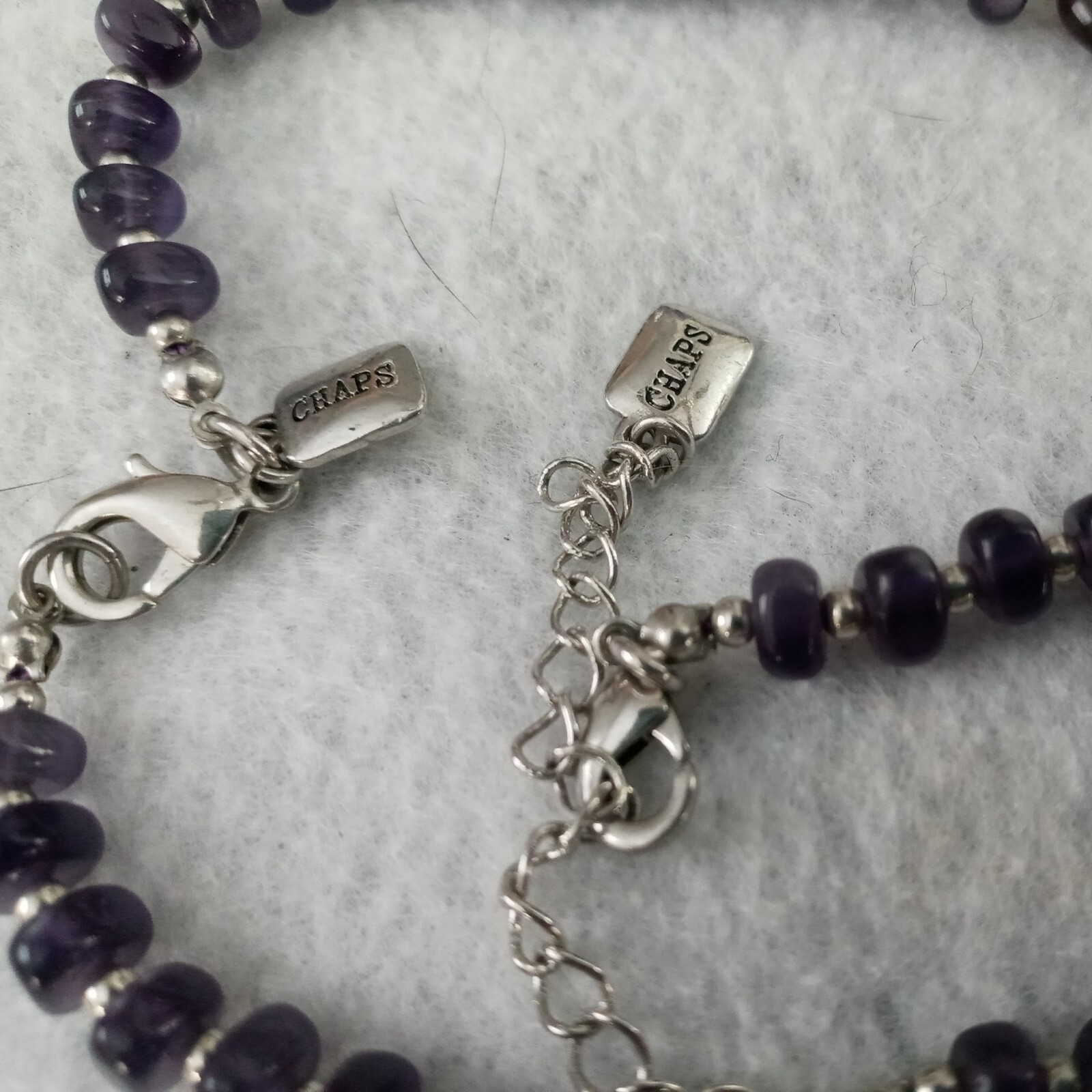 Chaps By Ralph Lauren 32″ & 18″ Necklace Set In Purple W/ Silver Tone Accents