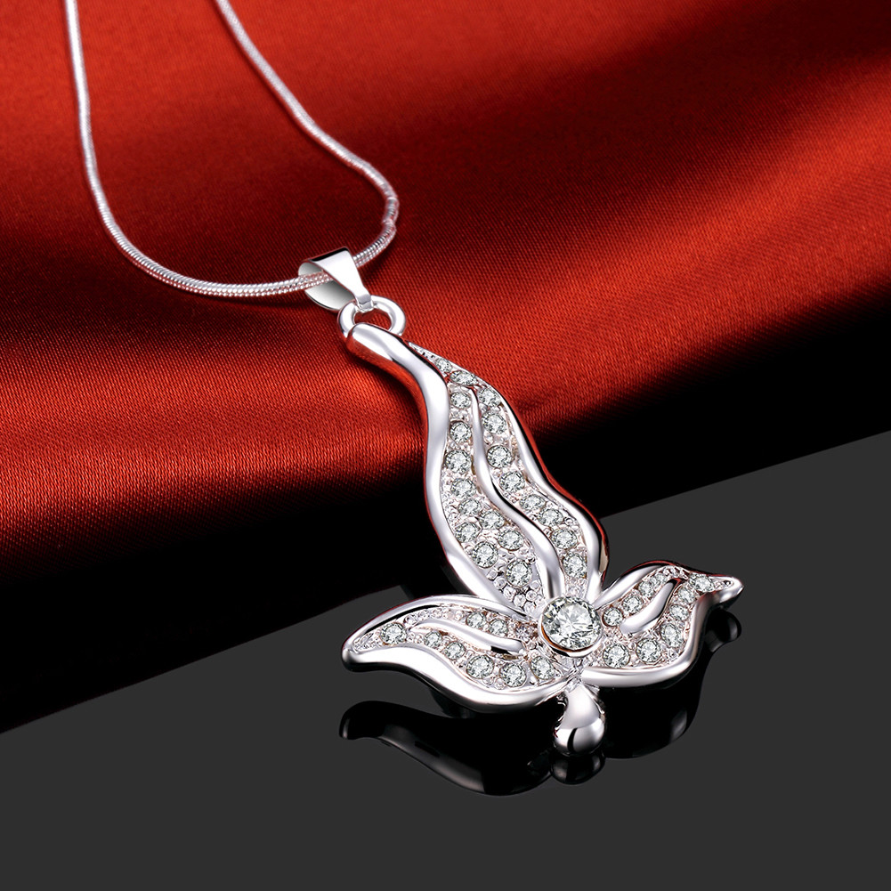 Elegant 925 Sterling Silver Filled Flora CZ Pendant Necklace N-A602 Woman Gift