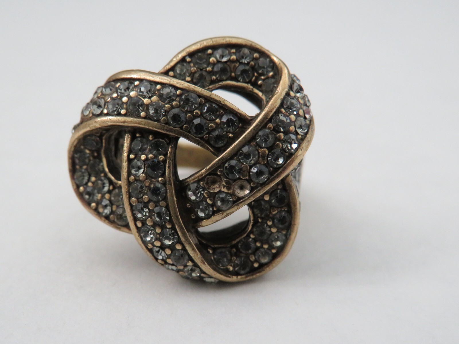 Heidi Daus crystal Infinity celtic hoops knot rows costume Ring Jewelry Size 9