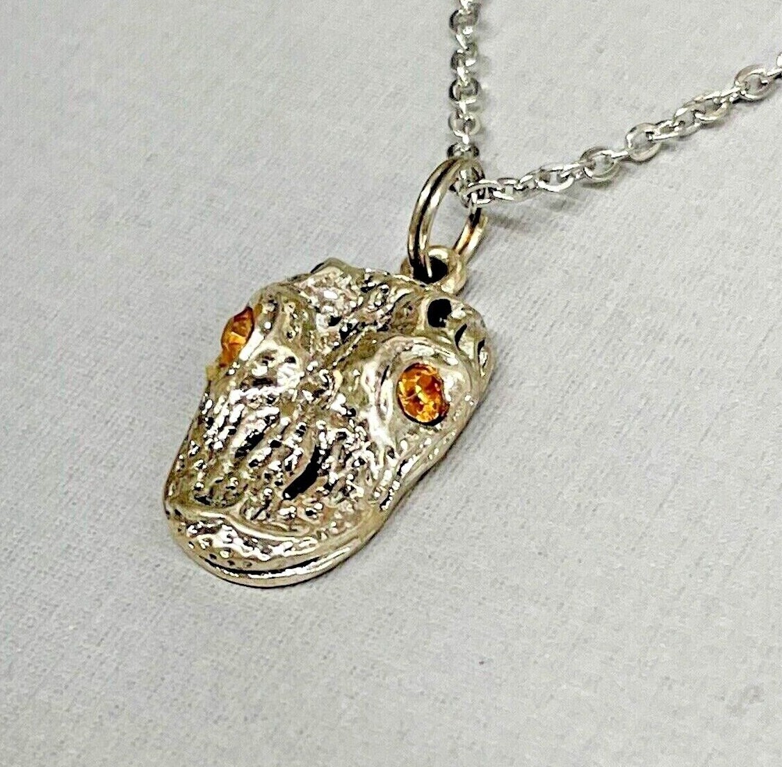 Alligator Gator Silver Sea Life Necklace 18” Stainless Coastal Jewelry NEW