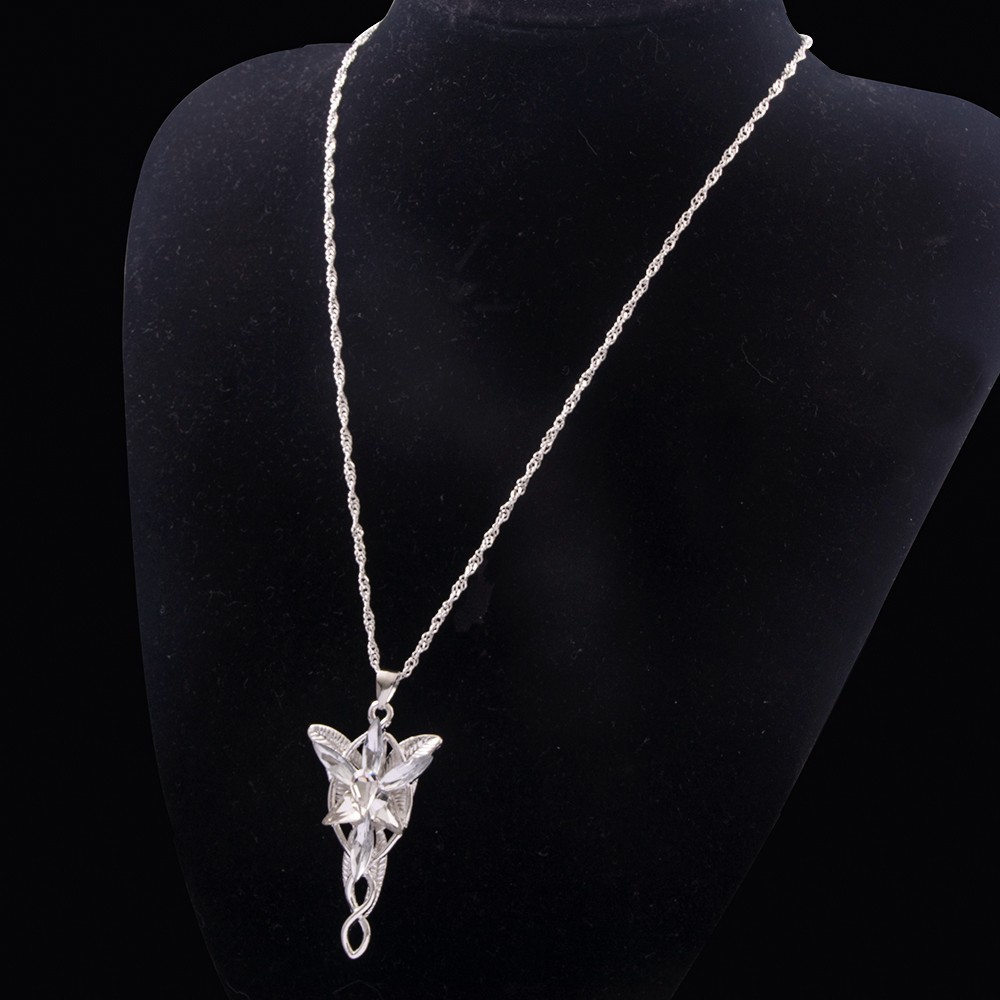New Lord of The Rings Arwen’s Necklace Evenstar Pendant Crystal Silver Chain