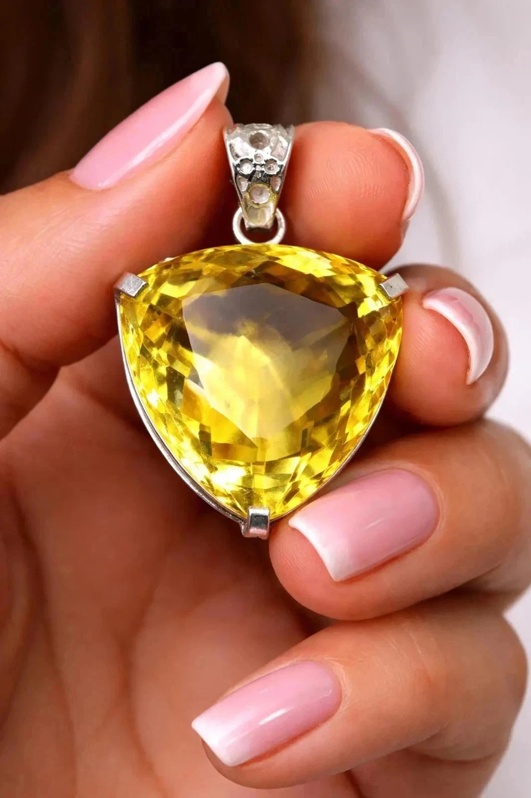 55 CT+ Flawless Yellow Topaz Pendant 925 Sterling Silver Plated Handmade Jewelry