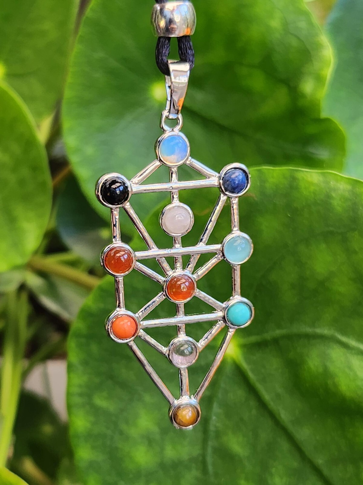 Tree of Life Sefirot Necklace Chakra Pendant Gemstone Kabbalah Bead Jewellery