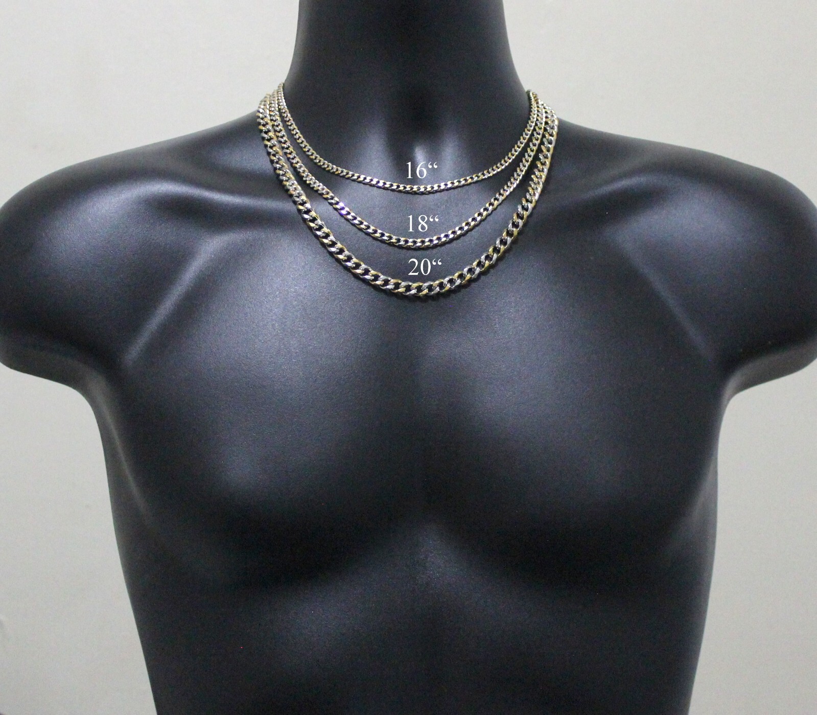 Cuban Curb Link Two Tone Plated Stainless Steel 16″- 24″ Men Women Necklace