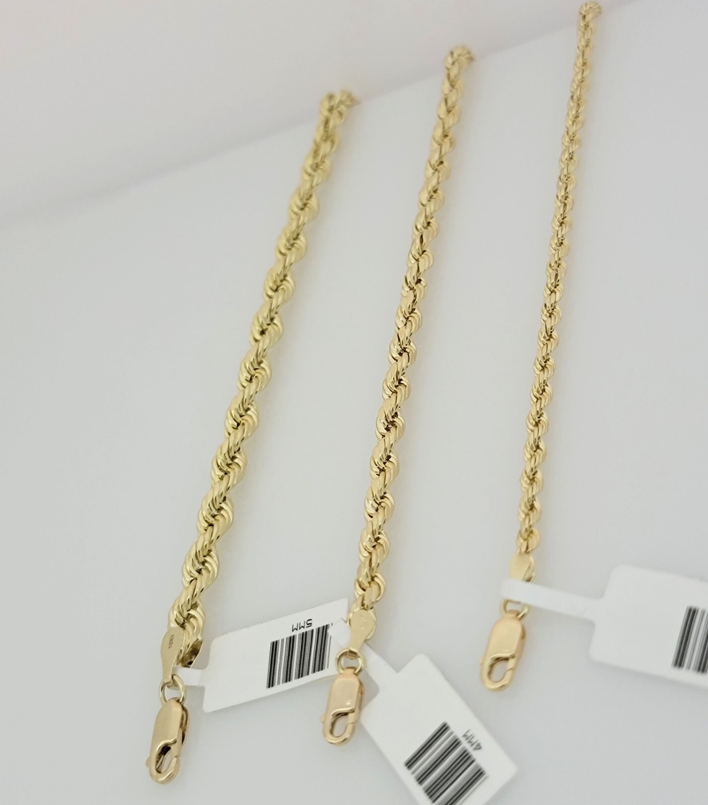 Real 10k Yellow Gold Chain Rope Necklace 3mm 4mm 5mm 18″ 20″ 22″ 24″ 26″ 28″ 30″