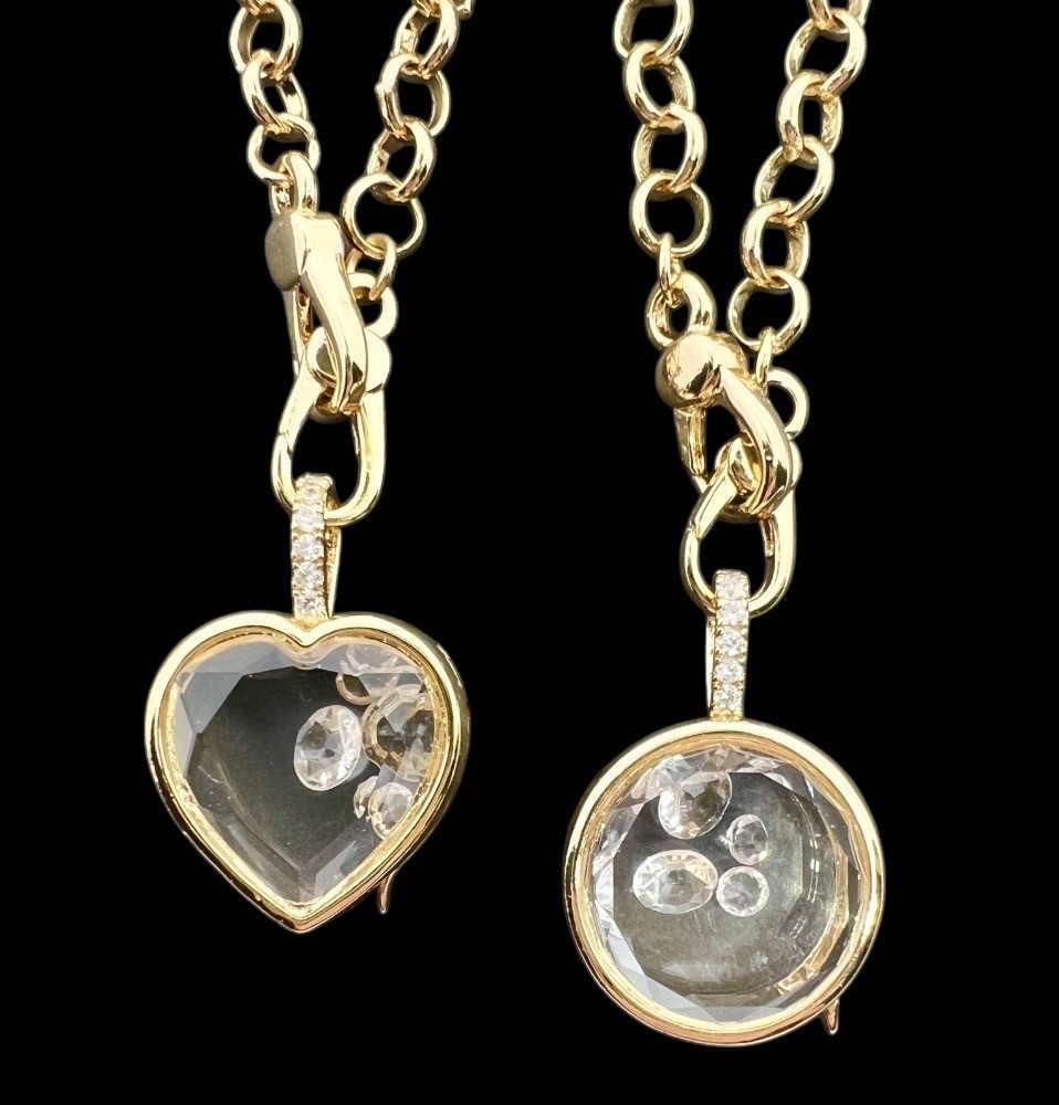 Glass Opening Charm Locket 18ct Gold Filled 46cm Chain Heart or Round Options