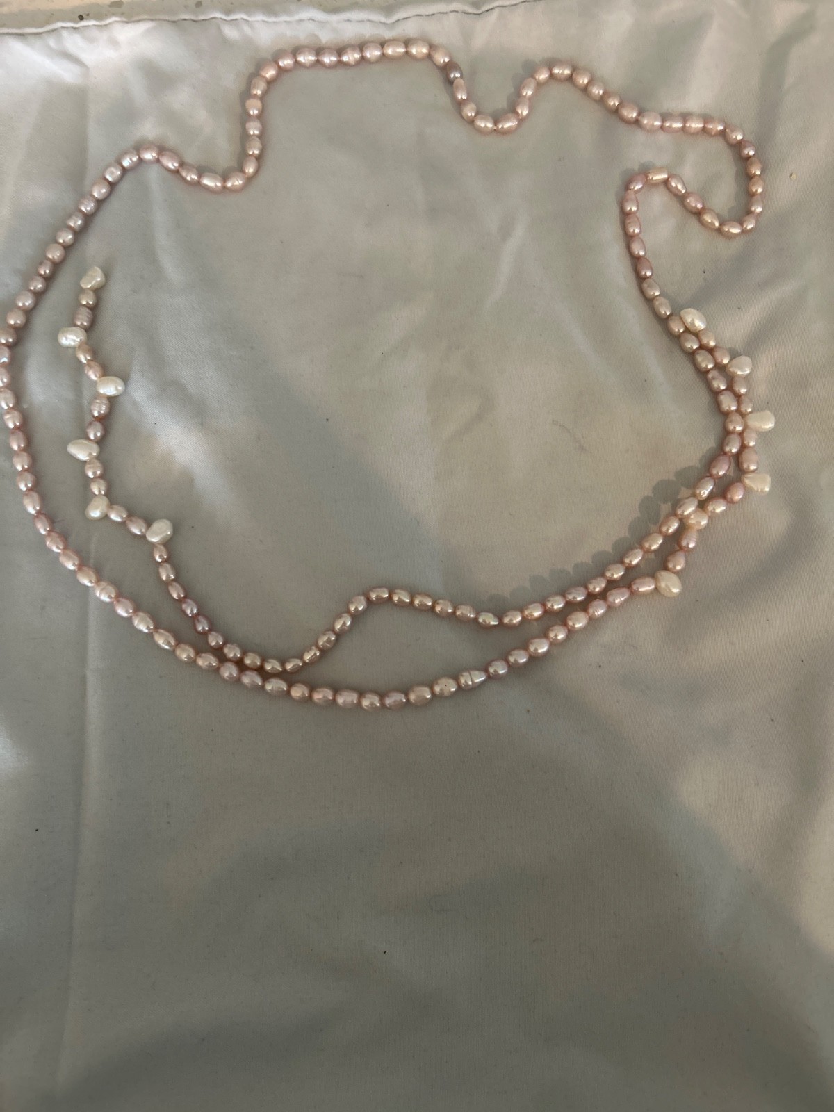 pink pearl necklace that ties