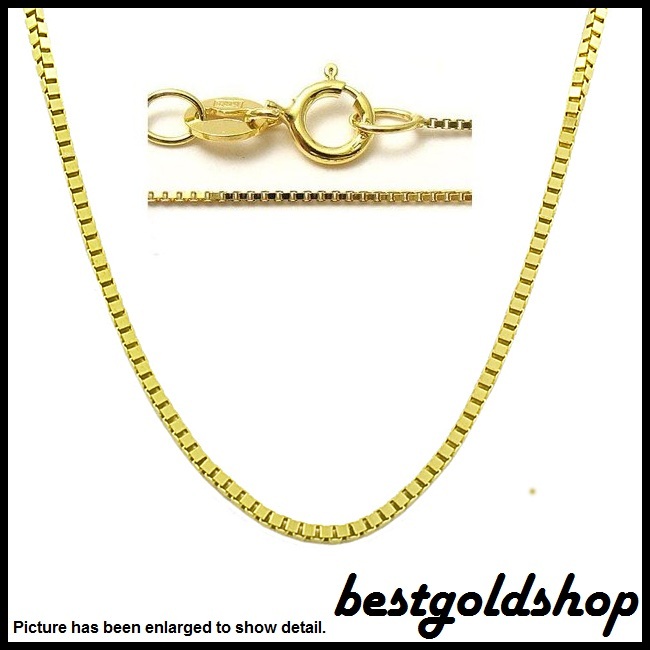 0.60mm 10K YELLOW GOLD Classic Square Box Chain Necklace with Spring Ring Clasp