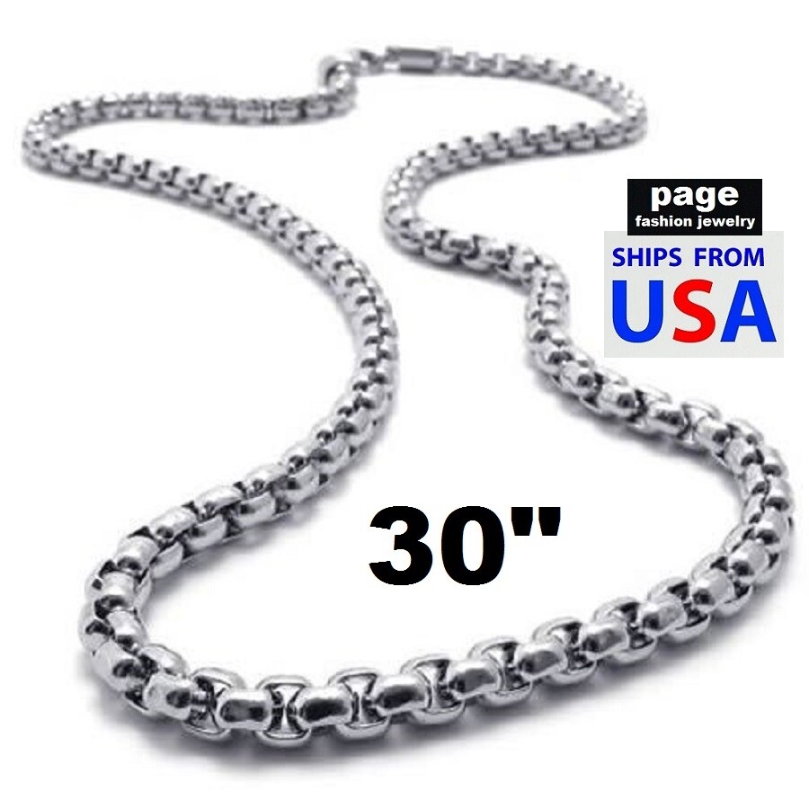 Silver Stainless Steel Strong 2/3mm Rounded Rolo Box Chain 20″ 24″ 30″ Necklace