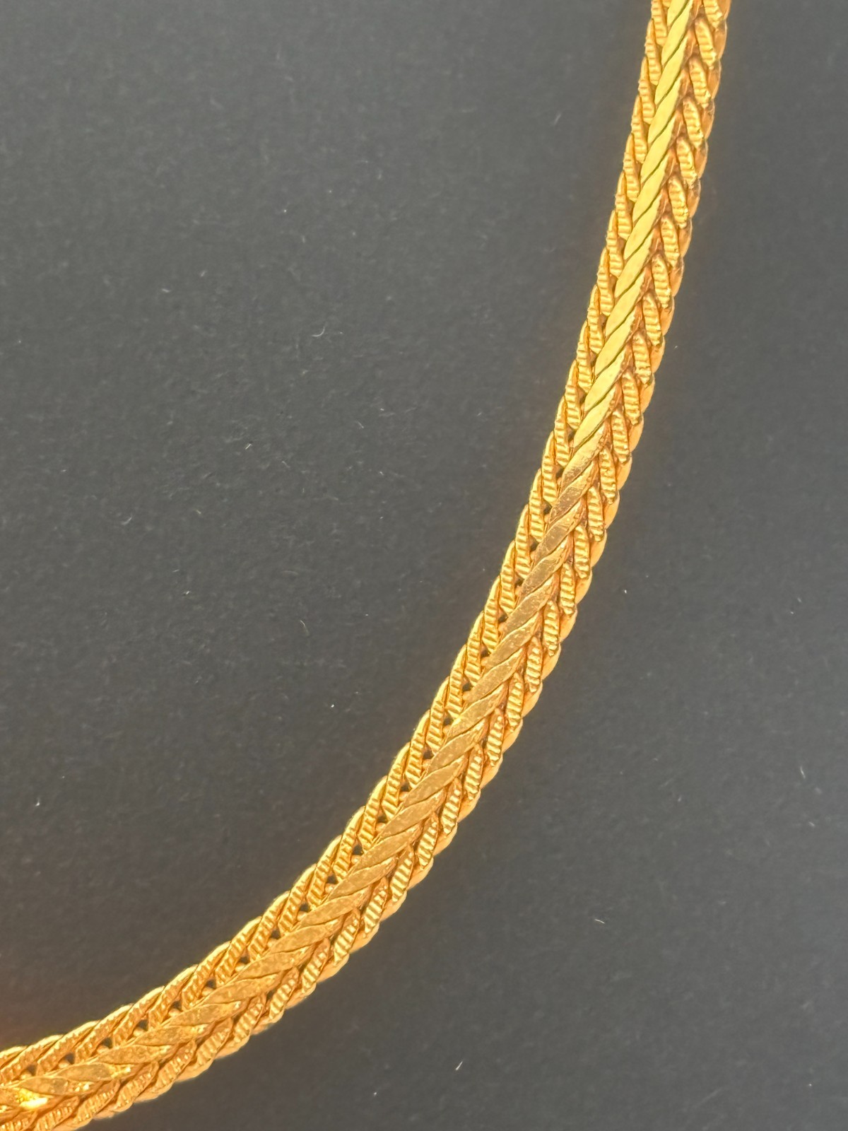 Gold Chain Necklace 18K Plated Gold 20in Woven Pattern Unisex Sturdy Flexible