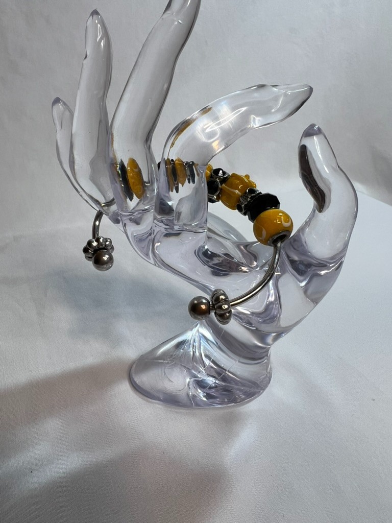 Vibrant Yellow & Silver-Tone Jewelry Set – Necklace, Cuff Bracelet, Hoop Earring