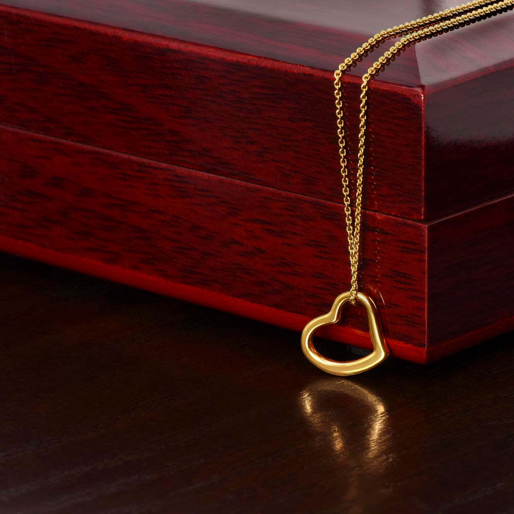 18K Yellow Gold Delicate Heart Necklace with LED Lighted Gift Box