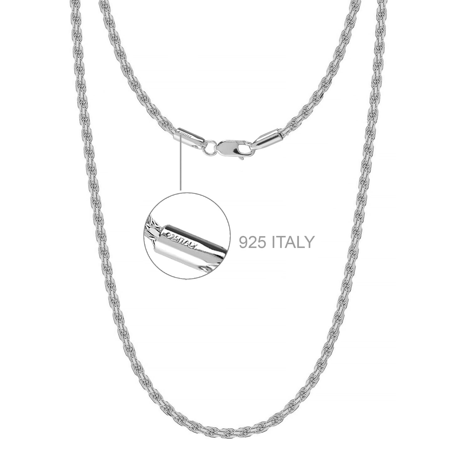 Lecalla Solid 925 Sterling Silver Italian 2 Mm Diamond-Cut Twisted Braided Rope