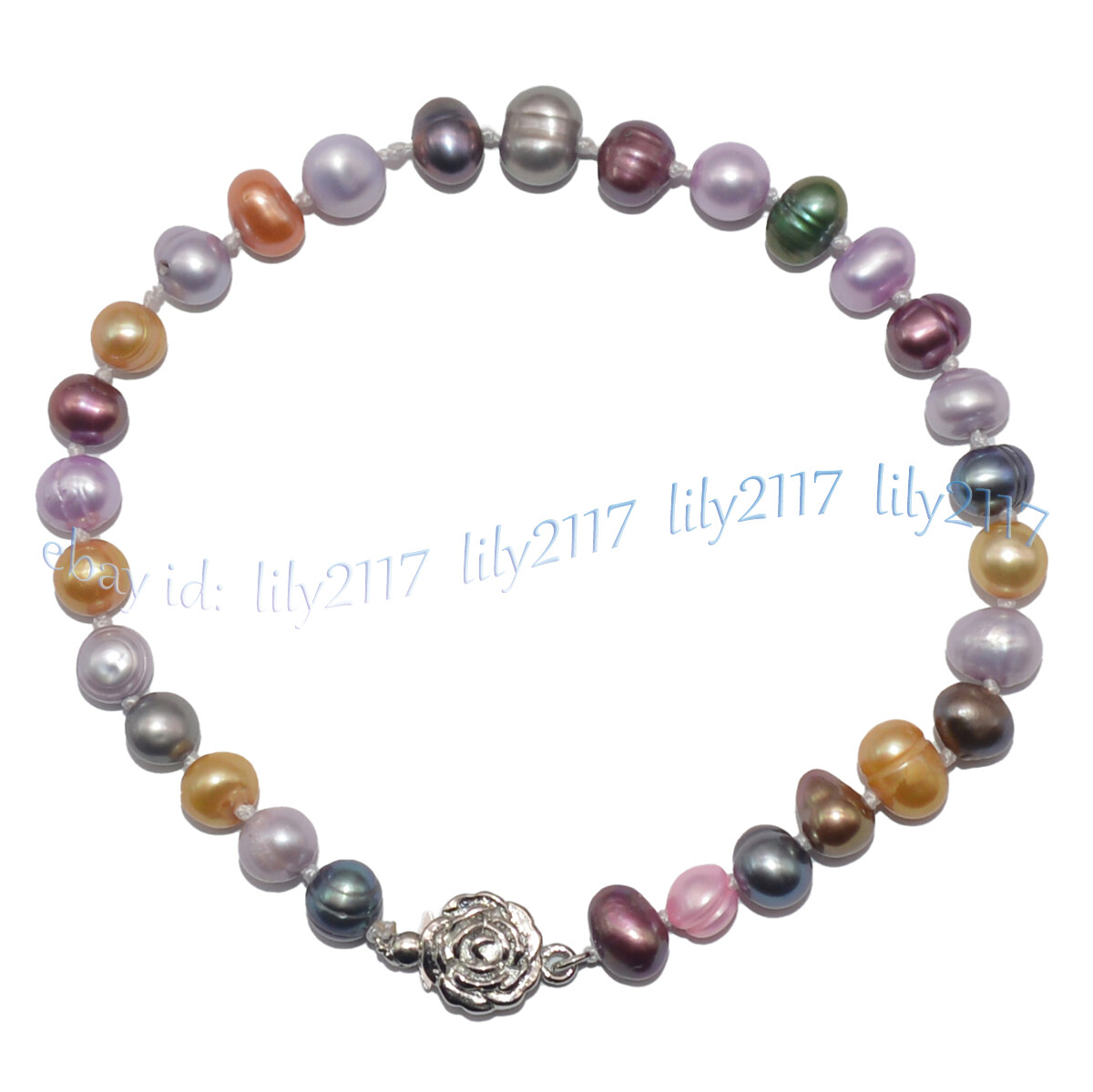 Natural 6-7mm Multicolor Freshwater Pearl Necklace Bracelet Earrings Jewelry Set