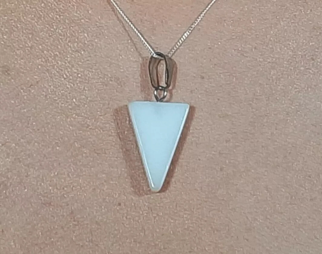 Nice Triangle Colored Enhanced Opalite Pendant & Necklace! FREE SHIP IN USA!
