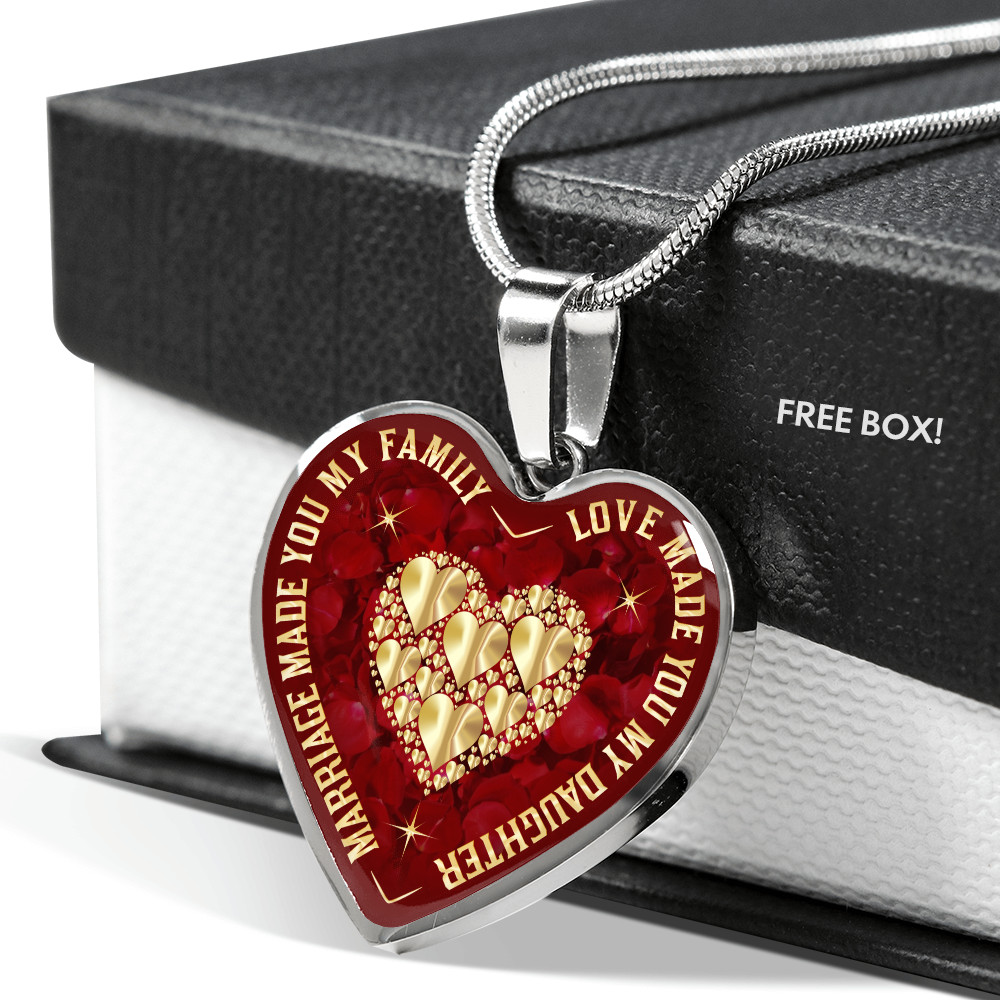 Gift for Daughter in Law on Wedding Day Luxury Heart Necklace for Bonus Daughter